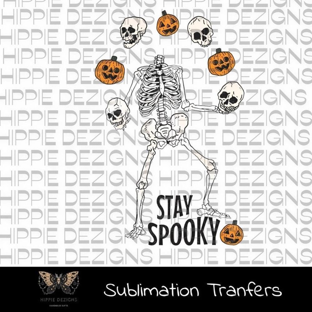 Stay Spooky Pumpkin Skeleton Sublimation Transfer | Skeleton SUBLIMATION